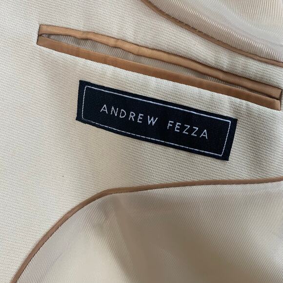 Andrew Fezza Size 50L Men's Sport Coat Blazer Jacket Beige Microsuede  Career - Picture 7 of 8